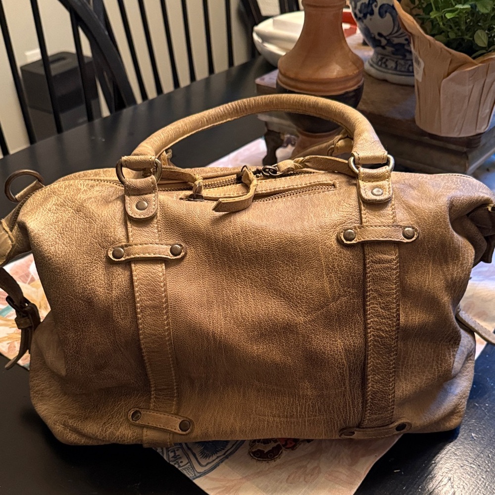 Free People Beige Leather Satchel